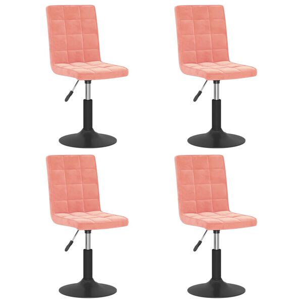 vidaXL Cadeiras de jantar giratórias 4 pcs veludo rosa