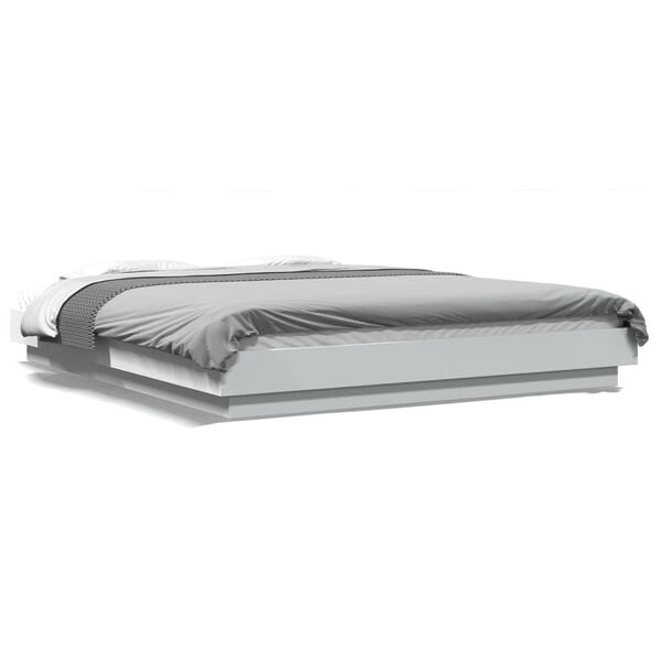 vidaXL Estrutura cama c/ luzes LED 150x200 cm derivados madeira branco
