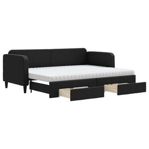 vidaXL Sof&aacute;-cama com gavet&atilde;o e gavetas 80x200 cm tecido preto