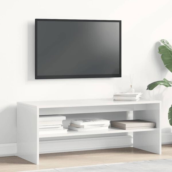 vidaXL M&oacute;vel para TV 100x40x40cm derivados de madeira branco brilhante