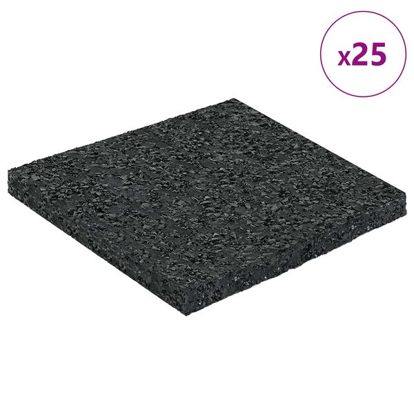 vidaXL Tapete de P&aacute;tio em Granulado de Borracha Preto 9 x 9 x 0,6 cm