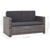vidaXL 2 pcs conjunto lounge de jardim c/ almofadões vime PE cinzento