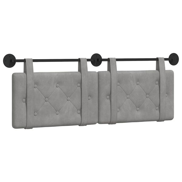 vidaXL Cabeceira Suspensa Cinzento-claro 130 x 55 x 5 cm Veludo