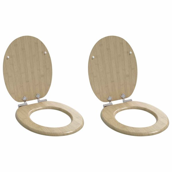 vidaXL Assentos sanita 2 pcs c/ tampas fecho suave MDF design bambu