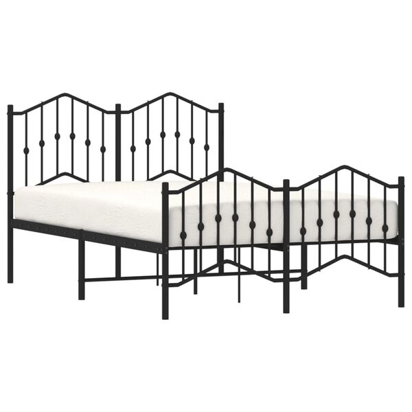 vidaXL Estrutura de cama com cabeceira e pés 120x200 cm metal preto