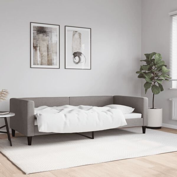 vidaXL Sof&aacute;-cama 90x200 cm tecido cinzento-acastanhado
