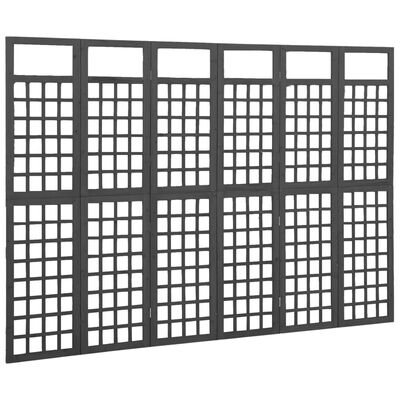 vidaXL Biombo/treliça 6 painéis abeto maciço 242,5x180 cm preto