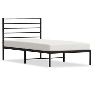vidaXL Estrutura de cama metal s/ colch&atilde;o c/ cabeceira 75x190 cm preto