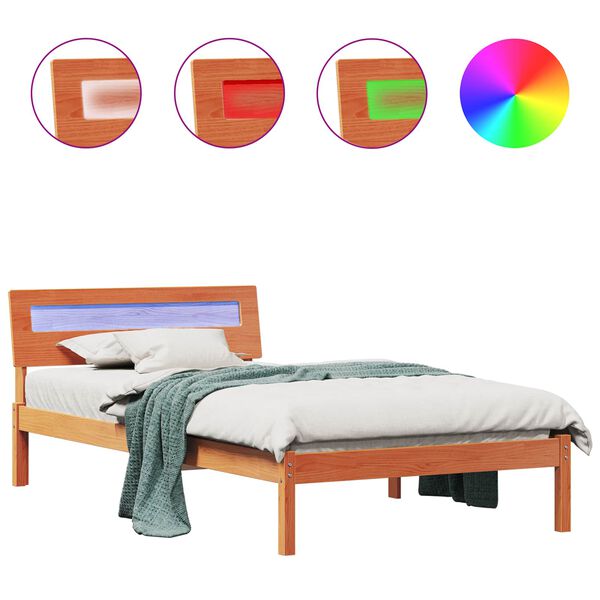 vidaXL Estrutura da Cama com cabeceira Marrom Cera 80 x 200 cm