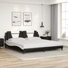vidaXL Estrutura de cama Viana com LED sem colch&atilde;o 200x200 cm preto/branco