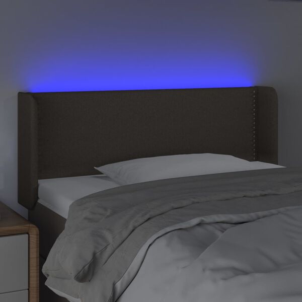 vidaXL Cabeceira cama luzes LED tecido 83x16x78/88cm cinza-acastanhado