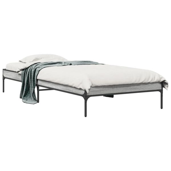 vidaXL Estrutura de cama derivados de madeira e metal cinzento sonoma