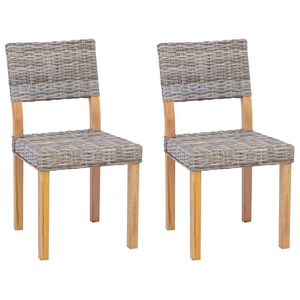 vidaXL Cadeira de jantar GENDT 2 unid. Rattan Kubu Cinza Kubu