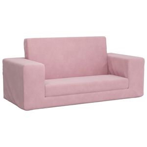 vidaXL Sof&aacute;-cama infantil de 2 lugares pel&uacute;cia macia rosa