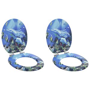 vidaXL Assento de Vaso Sanit&aacute;rio 2 pcs Azul 44 x 38 cm Placa de MDF