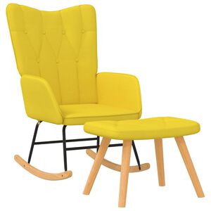 vidaXL Cadeira de baloi&ccedil;o com banco tecido amarelo mostarda