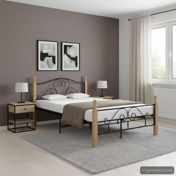 vidaXL Estrutura de cama 120x200 cm metal preto