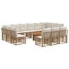 vidaXL Conjunto de Sof&aacute; de Jardim 14 unid. Natural e Branco Creme