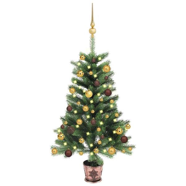 vidaXL &Aacute;rvore Natal artificial pr&eacute;-iluminada c/ bolas 65 cm verde