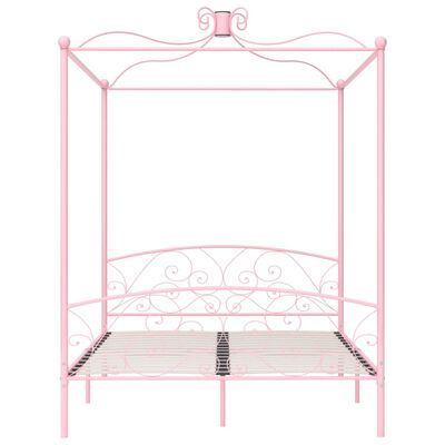 vidaXL Estrutura de cama com dossel 180x200 cm metal cor-de-rosa
