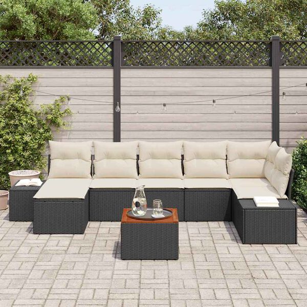vidaXL Conjunto de Sofá de Jardim 8 pcs Preto e branco