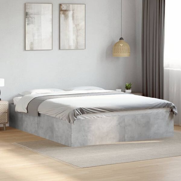 vidaXL Estrutura de cama 160x200 cm derivados de madeira cinza cimento
