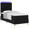 vidaXL Cama Box Spring LED com colch&atilde;o Preto 90 x 200 cm tecido