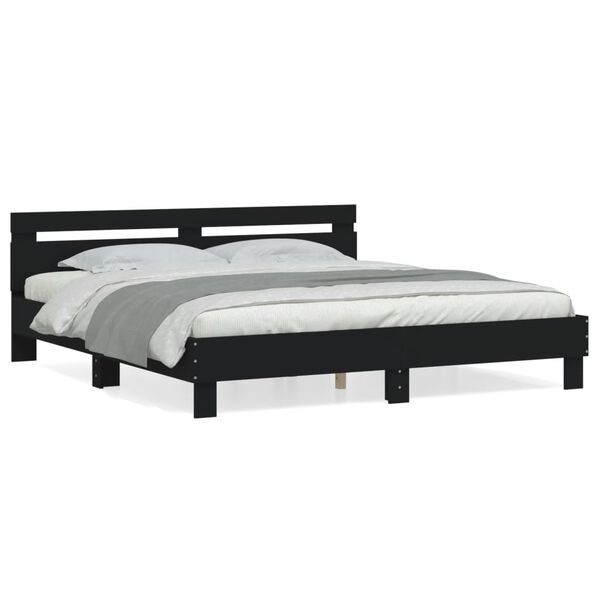 vidaXL Estrutura cama c/ cabeceira 180x200 cm derivados madeira preto