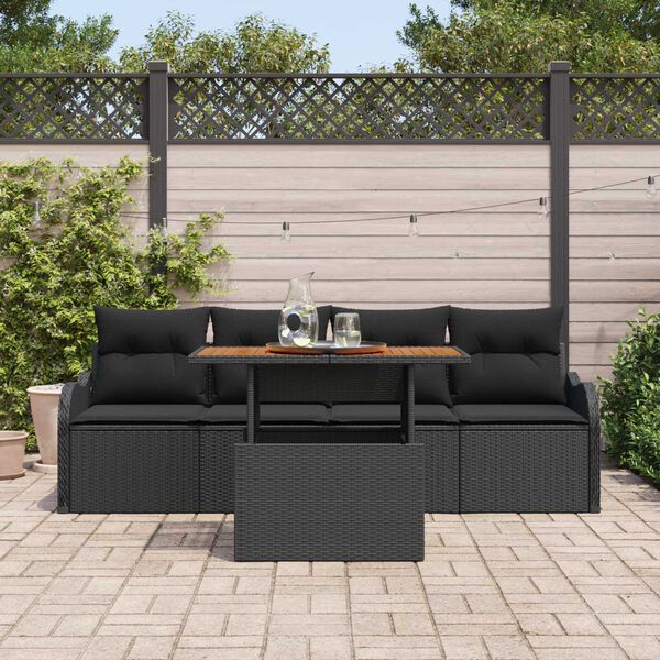 vidaXL Conjunto de Sof&aacute; de Jardim 5 pcs Preto vime PE