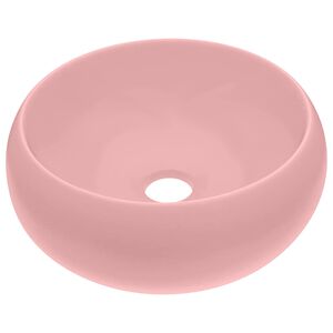 vidaXL Lavat&oacute;rio luxuoso redondo 40x15 cm cer&acirc;mica rosa mate