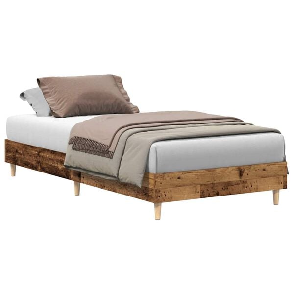 vidaXL Estrutura de cama sem colch&atilde;o 75x190 cm madeira velha