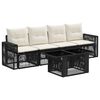 vidaXL Conjunto de Sof&aacute; de Jardim 5 unid. Preto e Branco Creme vime PE
