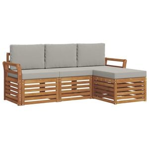vidaXL Conjunto de Sof&aacute;s para Exterior 4 unid. Cinza Natural e Claro