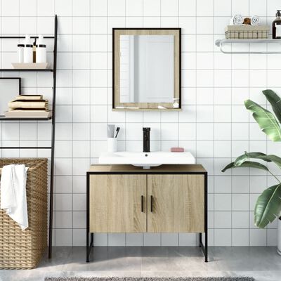 vidaXL 2 pcs conj. móveis casa banho derivados madeira carvalho sonoma