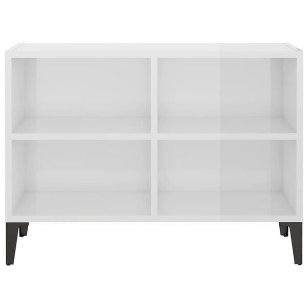 vidaXL M&oacute;vel de TV com pernas em metal 69,5x30x50 cm branco brilhante