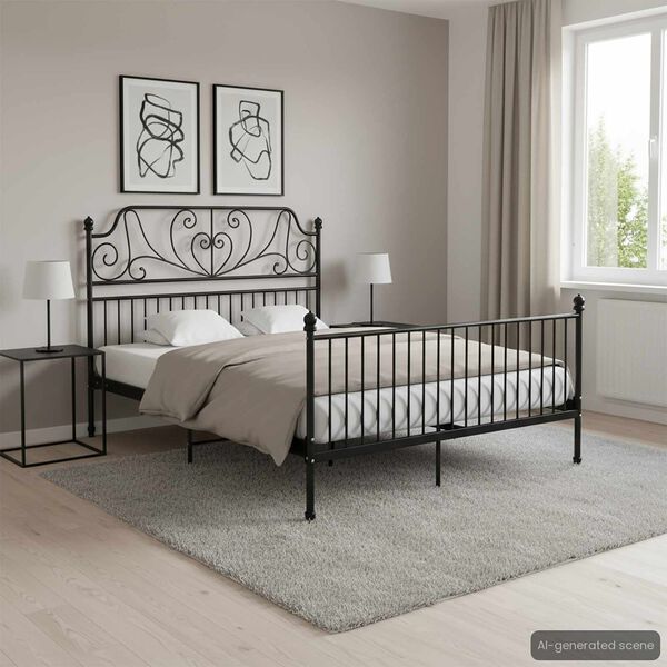 vidaXL Estrutura de cama 140x200 cm metal preto