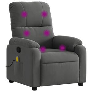vidaXL Poltrona de massagens reclin&aacute;vel tecido microfibra cinza-escuro