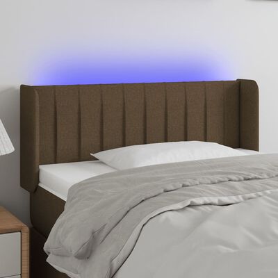 vidaXL Cabeceira de cama c/ luzes LED tecido 83x16x78/88 cm castanho