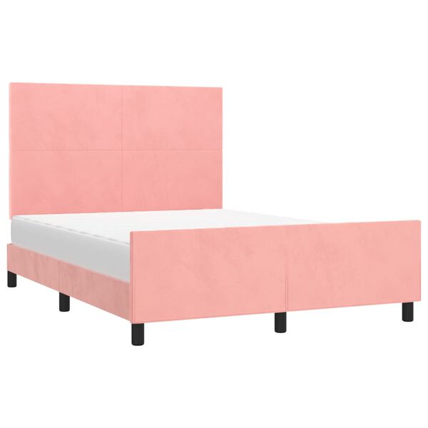 vidaXL Estrutura de cama c/ cabeceira 140x200 cm veludo rosa