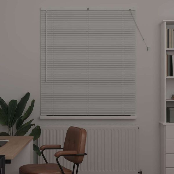 vidaXL Persiana de Janela com cortinas Manual Branco Alum&iacute;nio