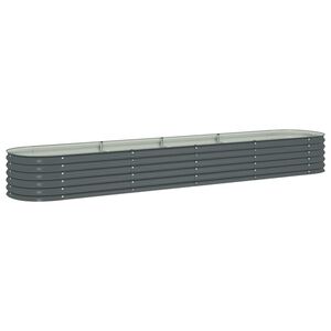vidaXL Canteiro elevado de jardim a&ccedil;o galvanizado 400x80x44cm cinzento