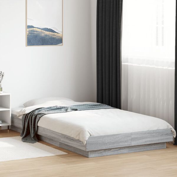 vidaXL Estrutura cama 100x200 cm derivados de madeira cinzento sonoma