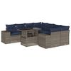 vidaXL Conjunto de sof&aacute; de jardim de 9 pe&ccedil;as com almofadas em rattan sint&eacute;tico cinza