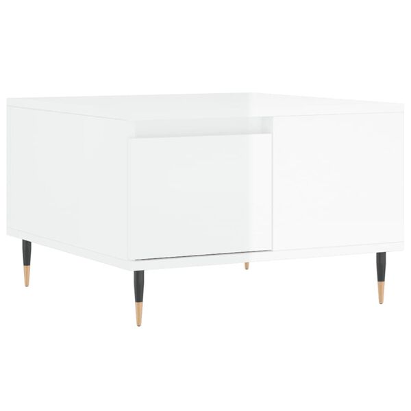 vidaXL Mesa de centro 55x55x36,5 cm derivados madeira branco brilhante