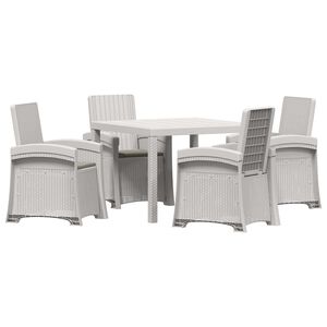 vidaXL Conjunto de Jantar para Jardim 5 unid. Branco e Cinzento-Claro