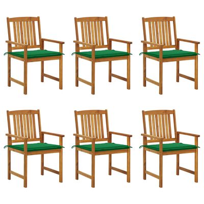 vidaXL Cadeiras de jardim com almofadões 6 pcs acácia maciça