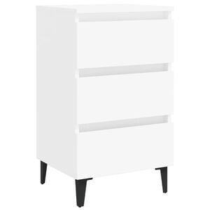 vidaXL Mesa de cabeceira c/ pernas em metal 40x35x69 cm branco