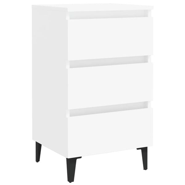 vidaXL Mesa de cabeceira c/ pernas em metal 40x35x69 cm branco