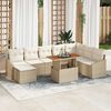 vidaXL Conjunto de Sof&aacute; de Jardim 9 pcs Bege Rattan Sint&eacute;tico