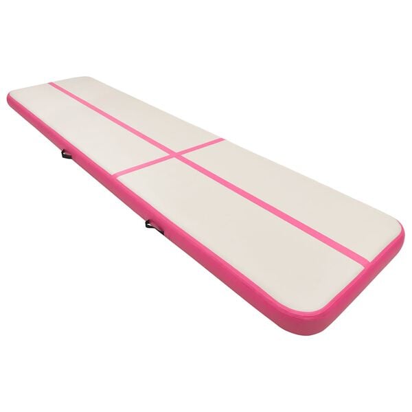 vidaXL Colch&atilde;o de gin&aacute;stica insufl&aacute;vel c/ bomba 800x100x15 cm PVC rosa